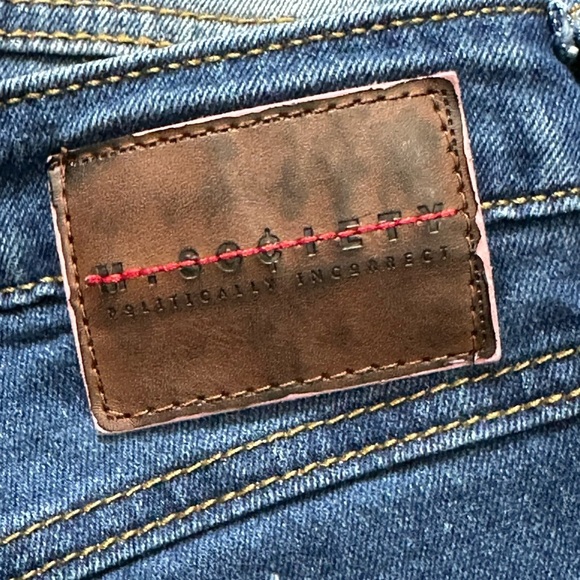 👖🎸 M. SOCIETY Politically Incorrect Skinny Jeans | Distressed Grunge Sz 14/26P - Picture 4 of 5
